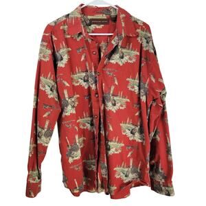 Woodland Trail Button Up Long Sleeve Shirt XL Wild Turkey's Hunting Birds GUC
